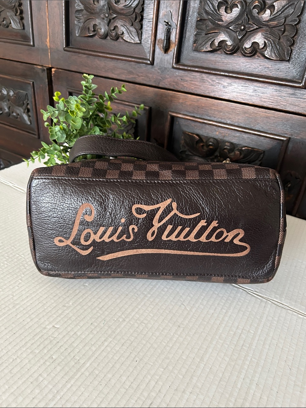 Beautiful Brown Checker Canvas Shoulder Bag with - Picture 9 of 17